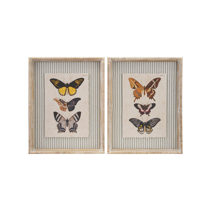 Framed Art Print, Butterflies with Stripes, 2 Styles