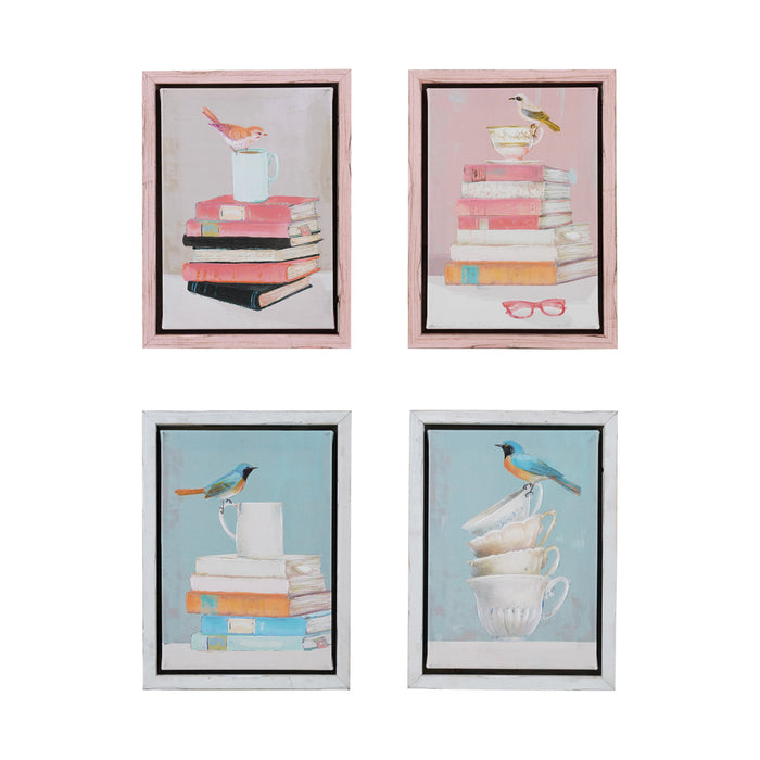 Framed Art Print, BIrds, Mugs & Books, 4 Styles