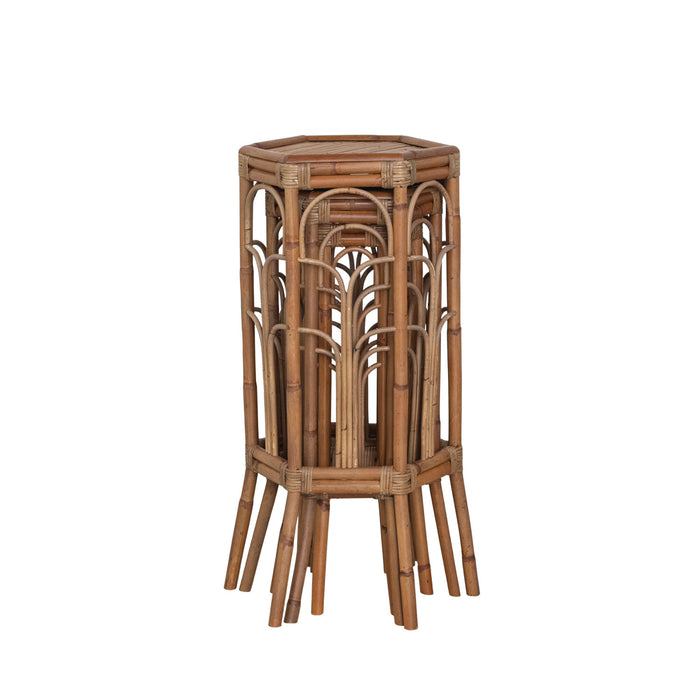 Rattan Hexagon Shaped Table/Plant Stands, 3 Sizes