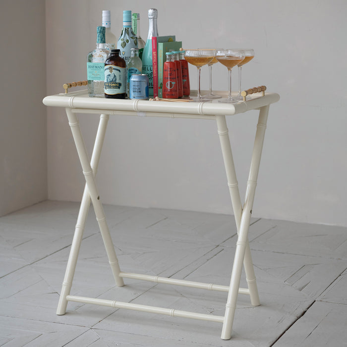 Folding Tray Table with Removable Tray & Bamboo Handles