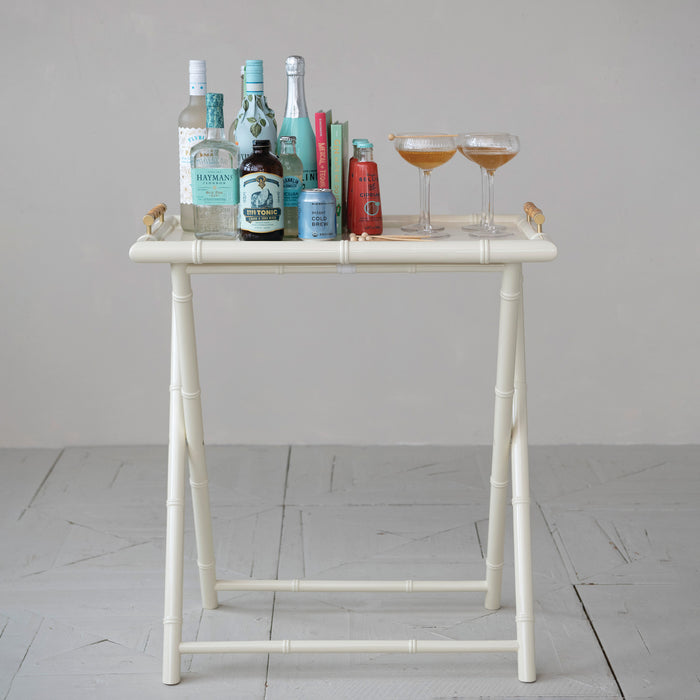 Folding Tray Table with Removable Tray & Bamboo Handles