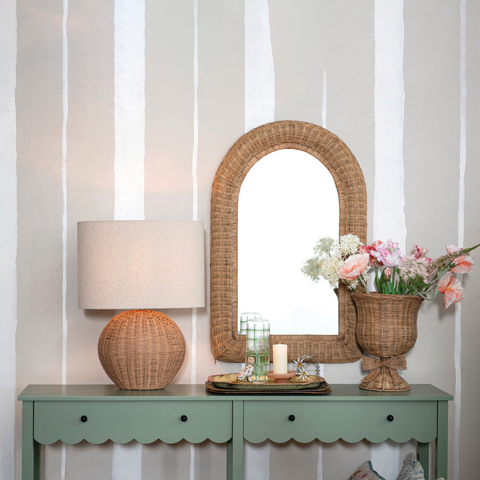 Hand-Woven Rattan Urn with Bow