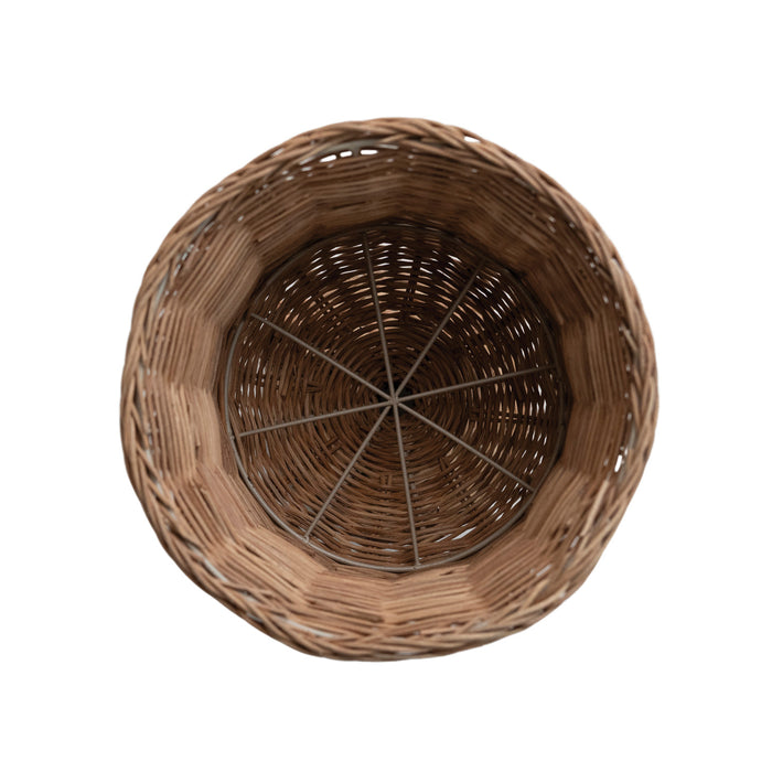 Hand-Woven Rattan Urn with Bow