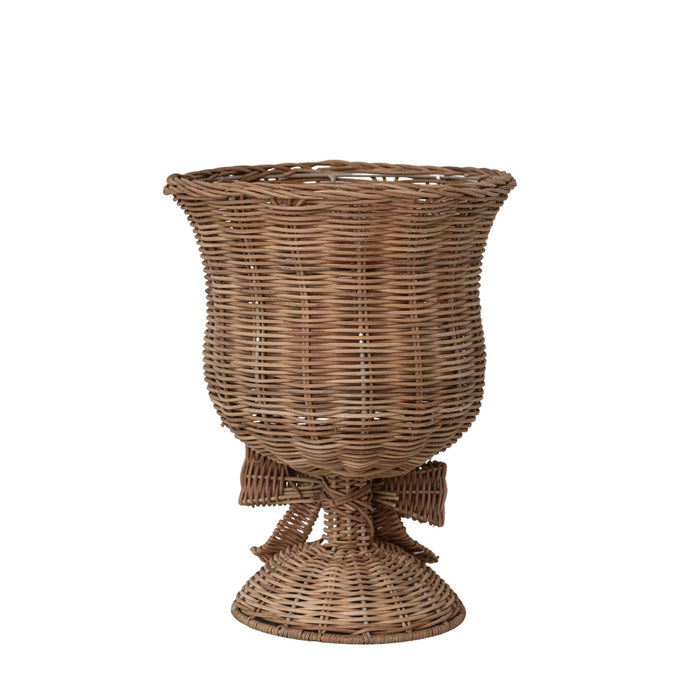 Hand-Woven Rattan Urn with Bow