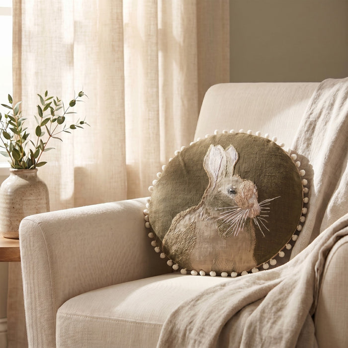 Throw Pillow, Whimsical Rabbit