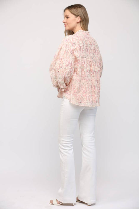 Pretty in Pink Bubble Sleeve Blouse