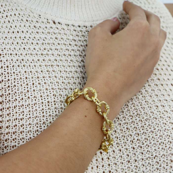 Trendy Chunky Chain Layering Bracelet - 24K Gold Plated