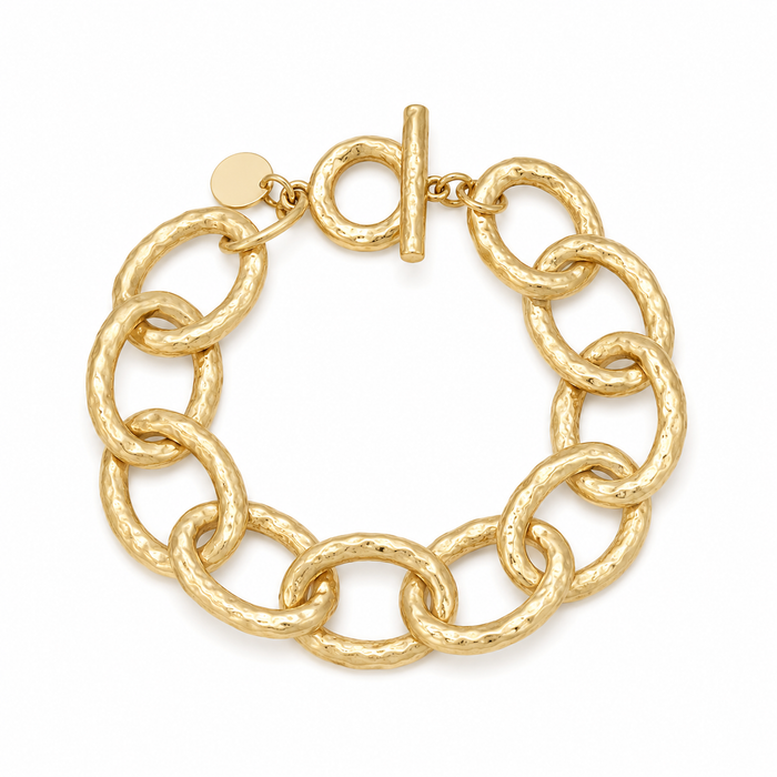 Statement-Making Oversize Link Bracelet - 24K Gold Plated