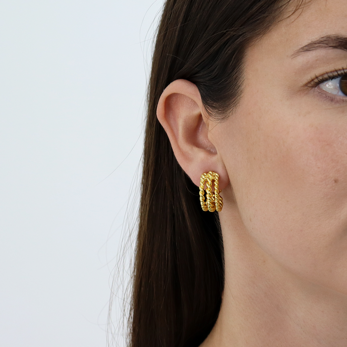 Earring, Twisted Rope CLIP ON Hoops
