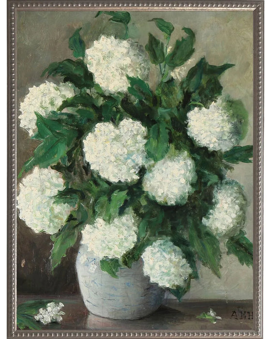 Art Print, Vintage White Flowers