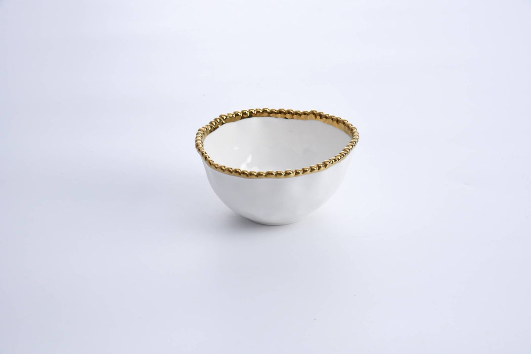 Small Bowl, White and Gold