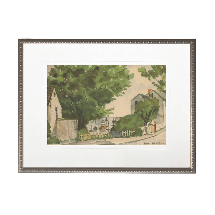 Watercolor Summer Street and Lake View