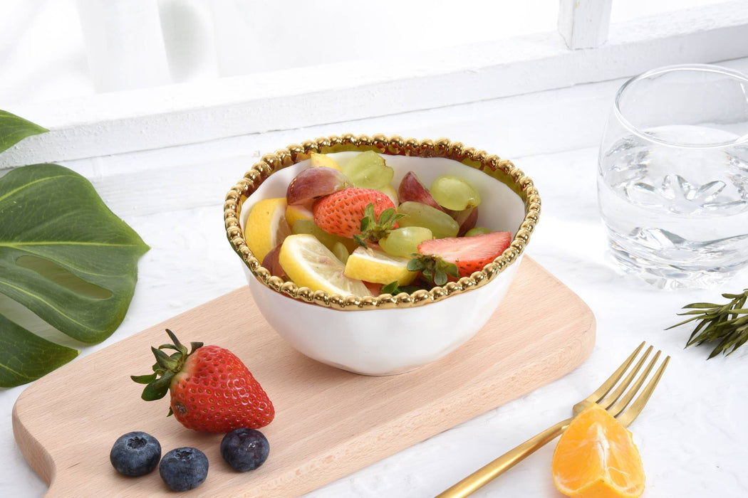 Small Bowl, White and Gold