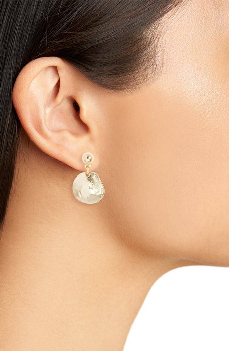 Shell Disc Dangle Earring - 24K Gold Plated