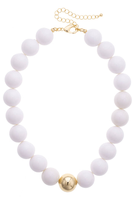 Marjorie Beaded Necklace, White