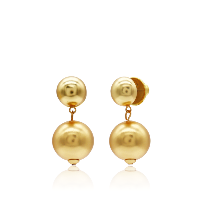 Earrings, Golden Sphere Drop