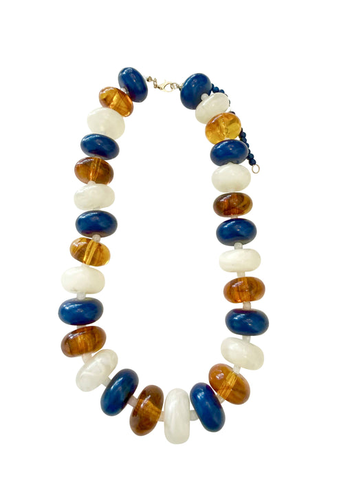 Bailey Chunky Beaded Necklace- Navy/Tortoise Mix