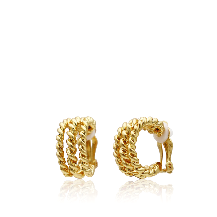 Earring, Twisted Rope CLIP ON Hoops