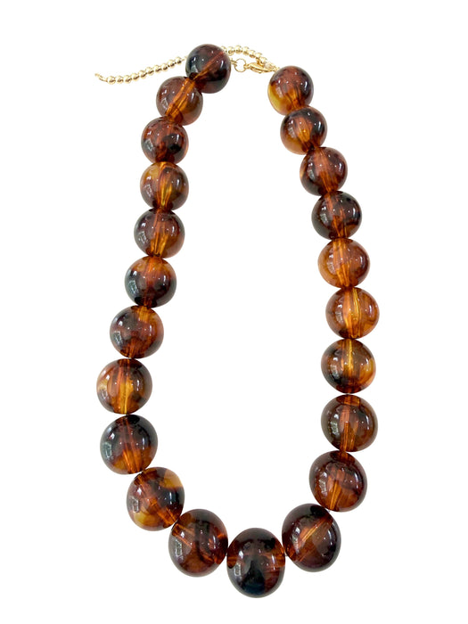 Carter Chunky Beaded Necklace, Dark Tortoise
