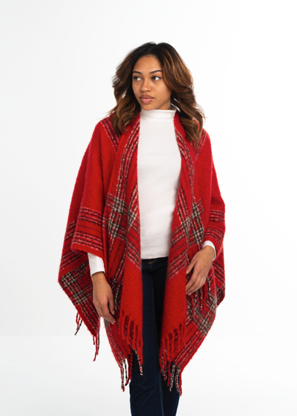 Holiday Plaid Hooded Wrap