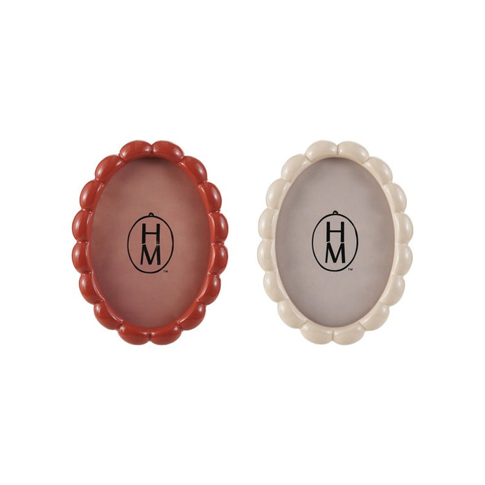 Oval MDF Scalloped Photo Frame, 2 Colors