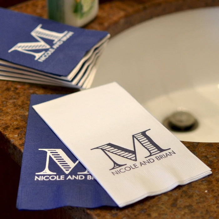 Guest Towel Napkin, Striped Initial