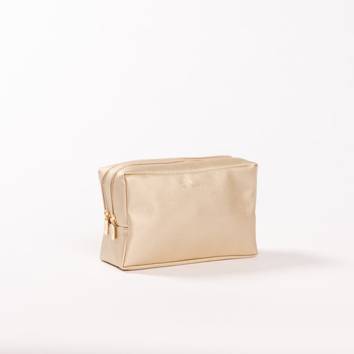 2-Way Toiletry Bag Gold Faux Leather