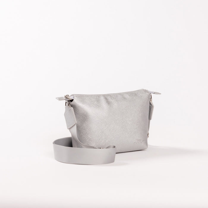 Emily Crossbody Silver Faux Leather