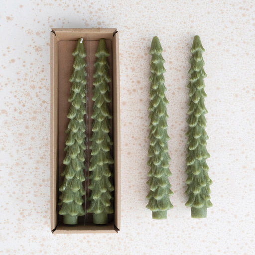 Unscented Tree Shaped Taper Candles, Set of 2