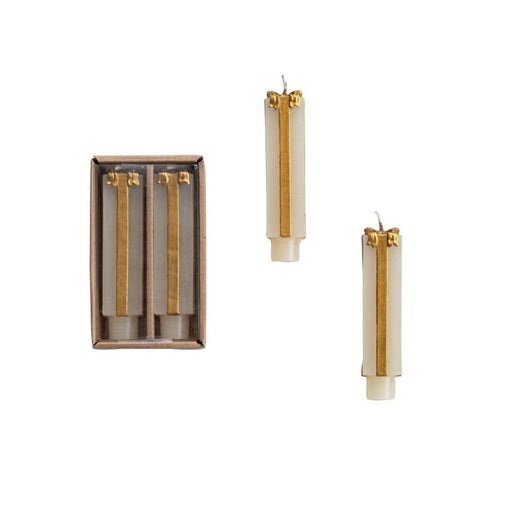 Unscented Package Shaped Taper Candles in Box, Set of 2