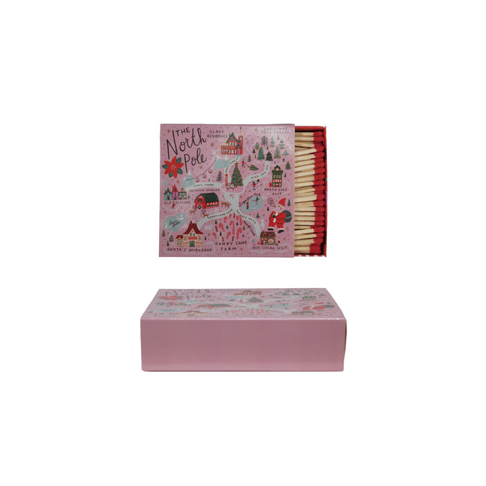 4-1/4"L Safety Matches in Matchbox with North Pole Scene ©