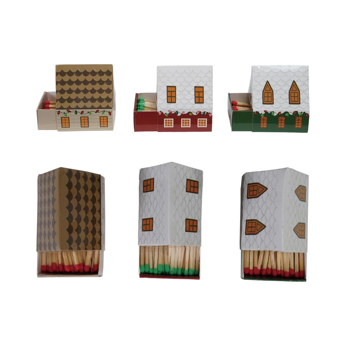Safety Matches in House Shaped Matchbox, 3 Styles