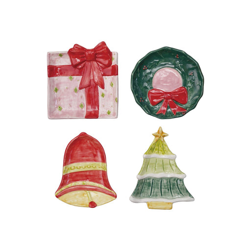 Hand-Painted Stoneware Holiday Icon Shaped Dish, 4 Styles ©
