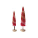 Flocked Plastic Striped Bottle Brush Trees with Gold Glitter, Set of 2