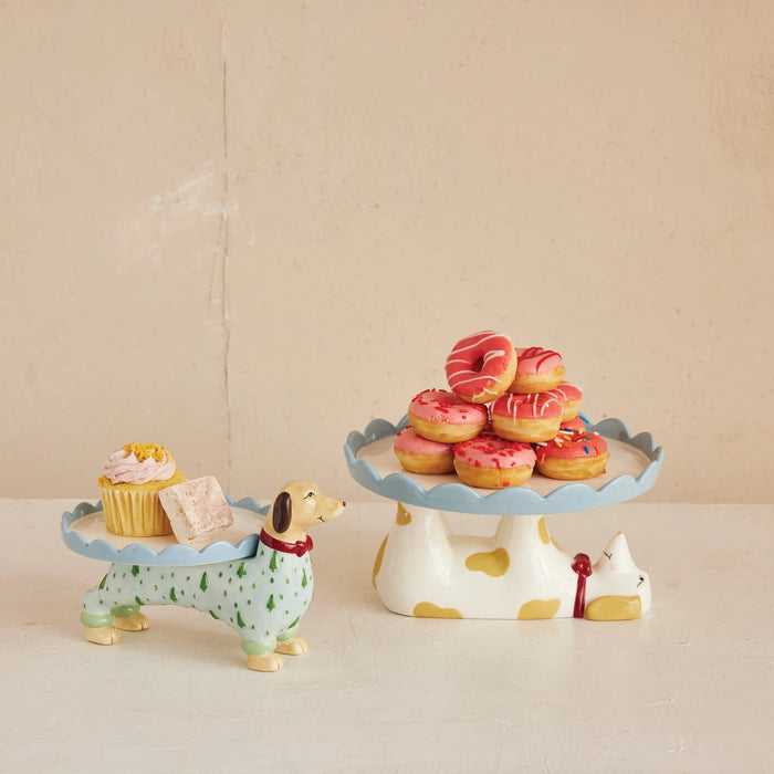 Stoneware Dachshund Cake Stand