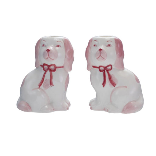 Stoneware Staffordshire Dog Taper Holder, 2 Styles ©