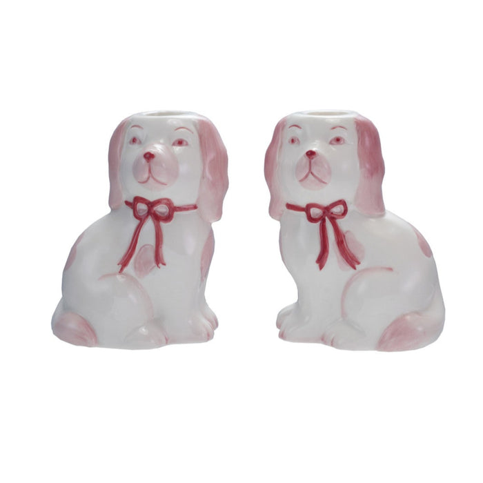 Stoneware Staffordshire Dog Taper Holder, 2 Styles ©