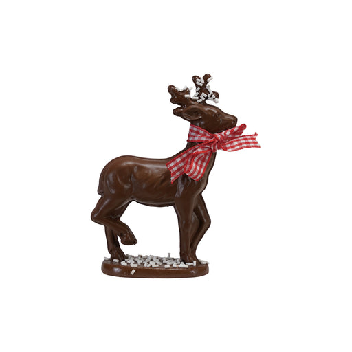 Resin Milk Chocolate Deer with Gingham Bow & Sprinkles, Brown