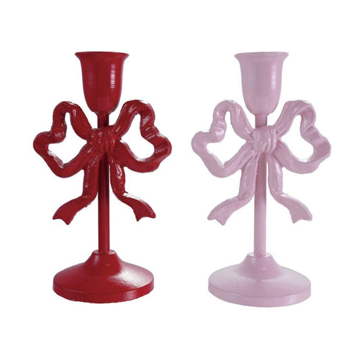 4-3/4"L x 3-1/2"W x 8"H Cast Iron Bow Taper Holder, 2 Colors
