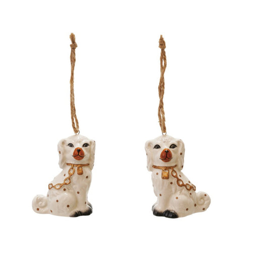 2-3/4"H Ceramic Staffordshire Dog Ornament, Gold Finish, 2 Styles