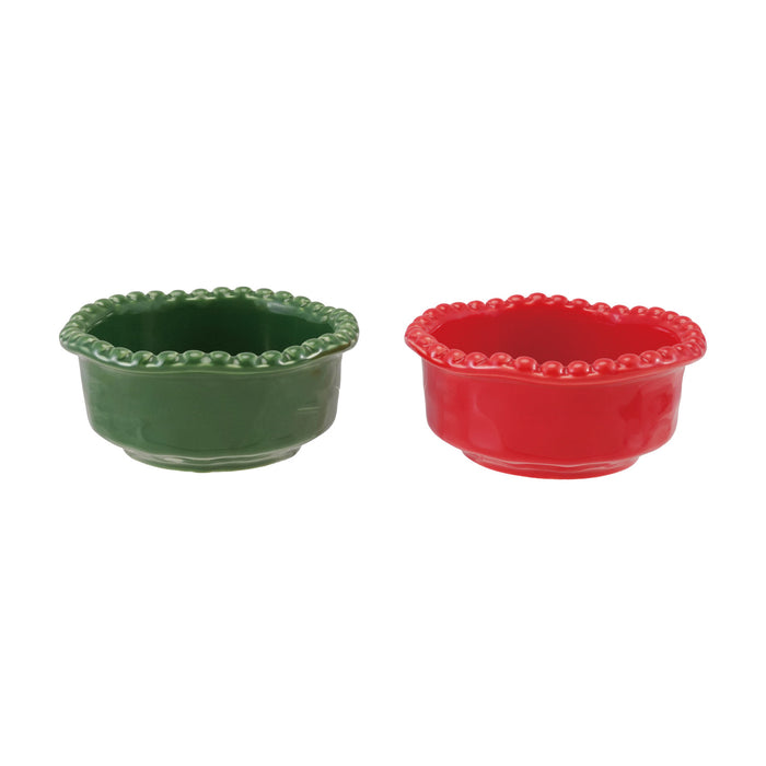 Stoneware Organic Shaped Bowl with Hobnail Rim, 2 Colors (Each One Will Vary)