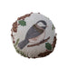 16" Round Linen Printed Pillow with Seasonal Botanicals, Bird, Embroidery & Cotton Back ©