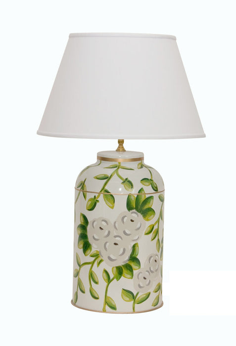 Dana Gibson Green and White Chintz Floral Lamp
