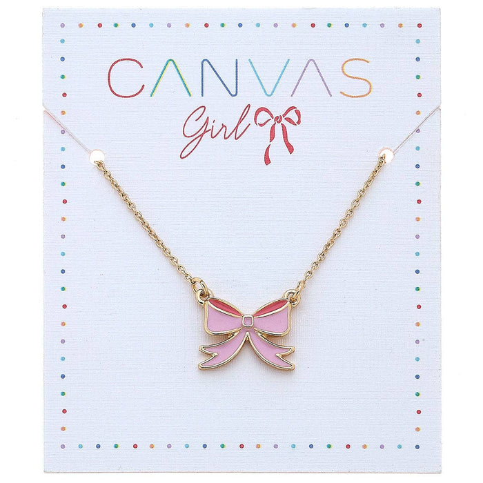 Zoey Bow Delicate Children's Necklace in Pink