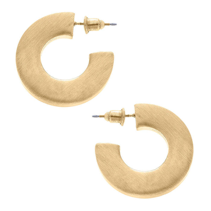 Cali Large Flat Hoop Earrings in Satin Gold