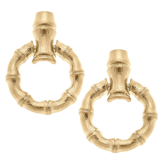 Nova Bamboo Circle Statement Earrings in Worn Gold