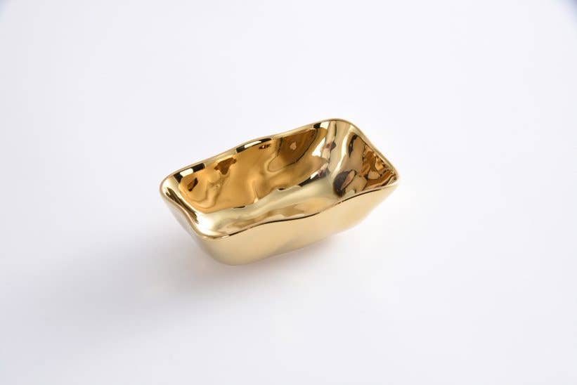 Pampa Bay Mini Rectangular Bowl, Gold