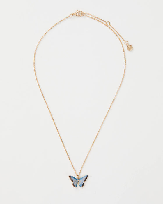 Necklace, Enamel Blue Butterfly