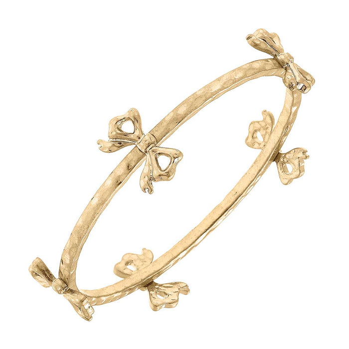 Claudia Bow Bangle in Worn Gold