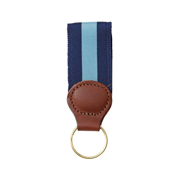 Navy & Light Blue Grosgrain Ribbon Key Fob